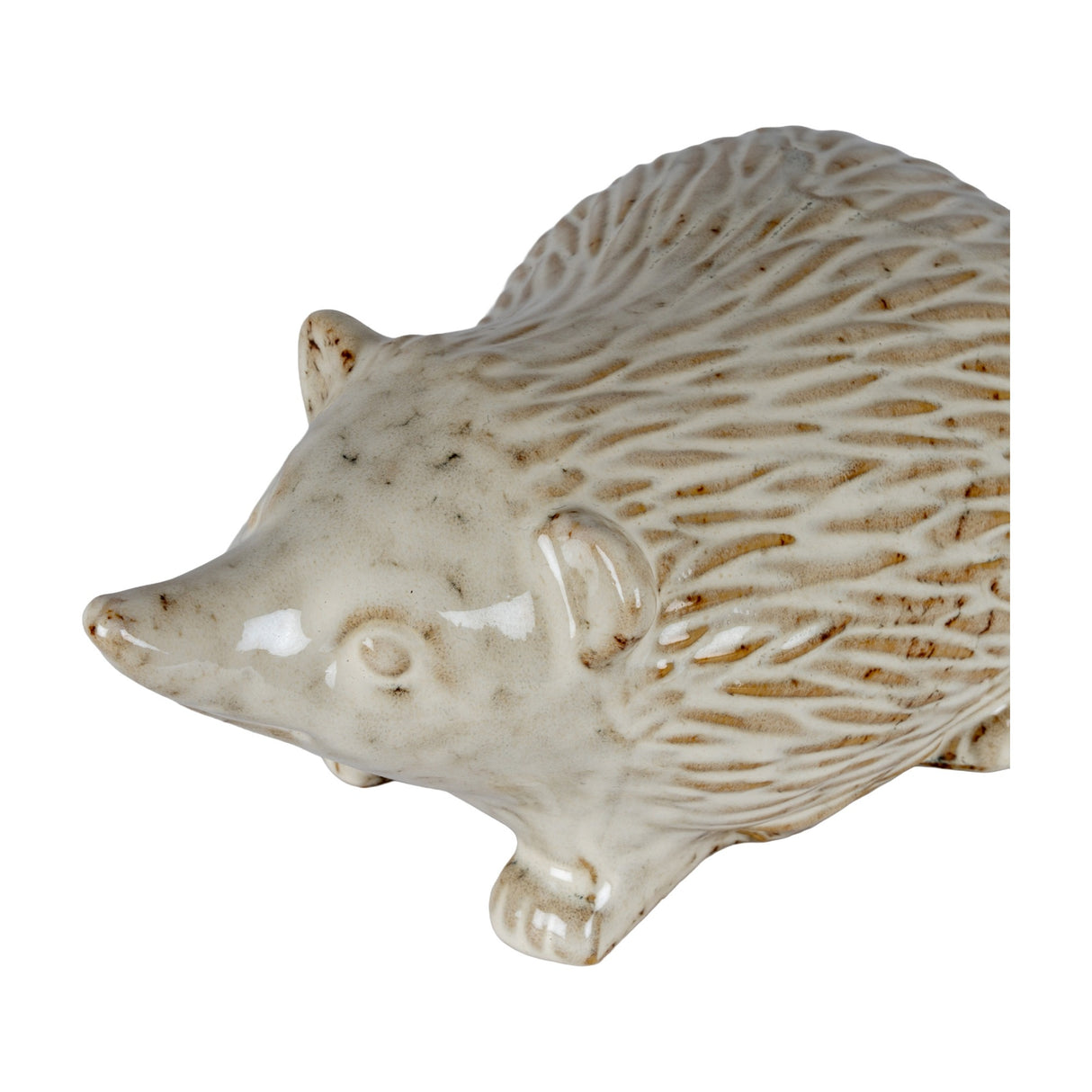 Hill Interiors ceramic small hedgehog ornament in white with textured spine detailing and a soft glazed finish, shown against a plain white background.