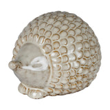 Hill Interiors Ceramic Large Hedgehog in white with glazed finish and sculpted textured spines, shown side-on against a plain white background.