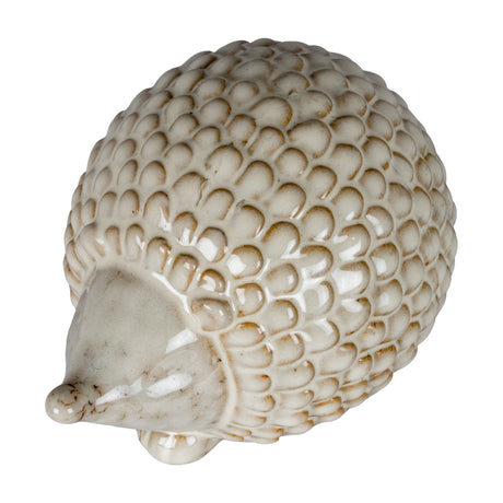 Hill Interiors Ceramic Large Hedgehog in white with a glazed finish and sculpted spines, shown from the front on a plain background.