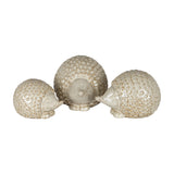 Hill Interiors Ceramic Large Hedgehog in white, shown with two smaller hedgehogs displaying textured spines and glazed finish on a plain background.