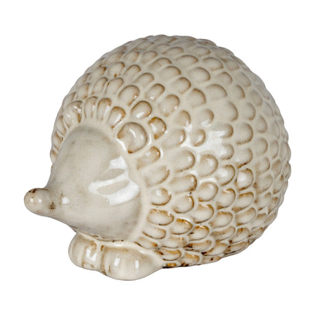 Hill Interiors Ceramic Round Hedgehog Ornament in white with sculpted spines and a soft glazed finish, shown on a plain white background.