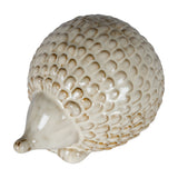 Hill Interiors ceramic round hedgehog ornament in soft white glaze with sculpted spines and pointed snout, shown against a plain white background.