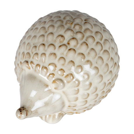 Hill Interiors ceramic small hedgehog ornament in white glaze with textured spines and a pointed snout, shown on a plain white background.