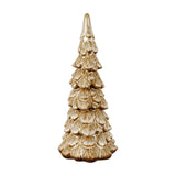 Hill Interiors Ceramic Tree with Root Base Medium in brown, a tiered sculptural Christmas tree with glazed layered branches, shown on a white background.