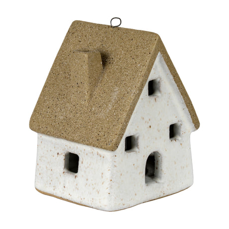 Ceramic Large Town Cottage With LED Lights – White