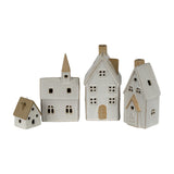 Ceramic Large Town Cottage With LED Lights – White