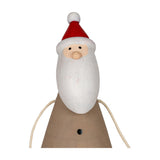 Hill Interiors wooden sitting Santa decoration with red pointed hat, white beard and brown body, shown against a plain white background.
