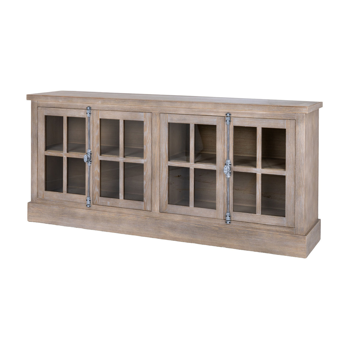 Wooden Glazed Four-Door Sideboard – Brown