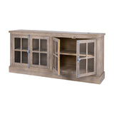 Wooden Glazed Four-Door Sideboard – Brown
