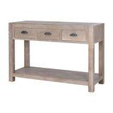 3 Drawer Wooden Console Table – Brown