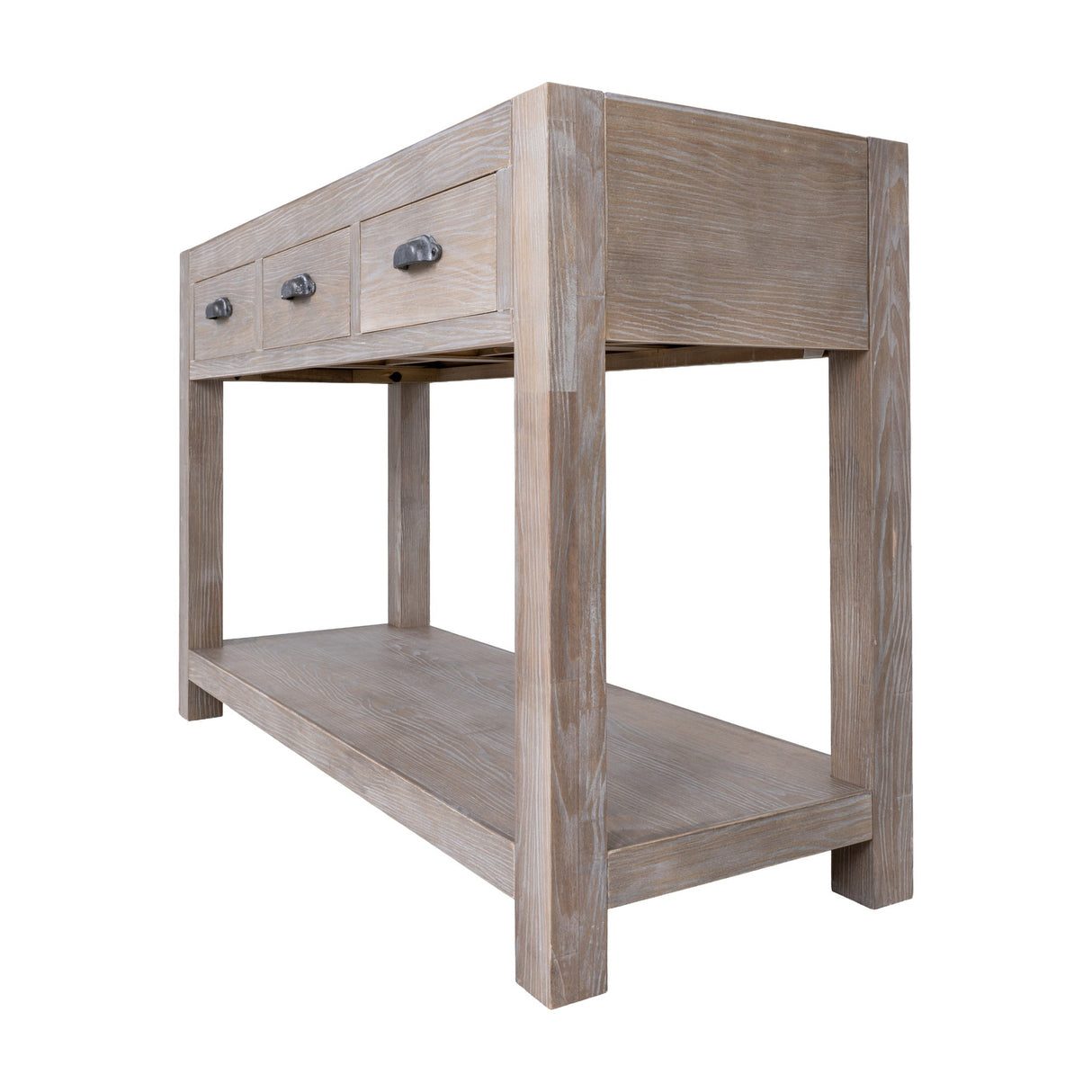 3 Drawer Wooden Console Table – Brown
