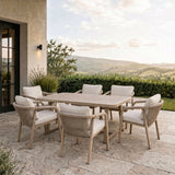 Outdoor 6 Seater Metal Dining Set – Brown