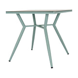 Hill Interiors French Grey Glass Table with tempered glass top and slim tapered metal legs in soft grey, shown on a plain white background.