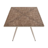 Hill Interiors Round Glass Side Table in beige with a mottled brown-toned square top and slim tapered cream legs, shown on a plain white background.