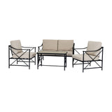 Metal Four-Seater Garden Lounge Set – Black