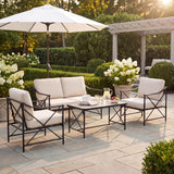 Metal Four-Seater Garden Lounge Set – Black