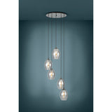Horbanne Smoked Glass 5 Light Pendant - Black Nickel