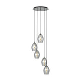 Horbanne Smoked Glass 5 Light Pendant - Black Nickel