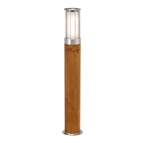 Hornsea 1 Light Bollard - Teak with Stainless Steel  