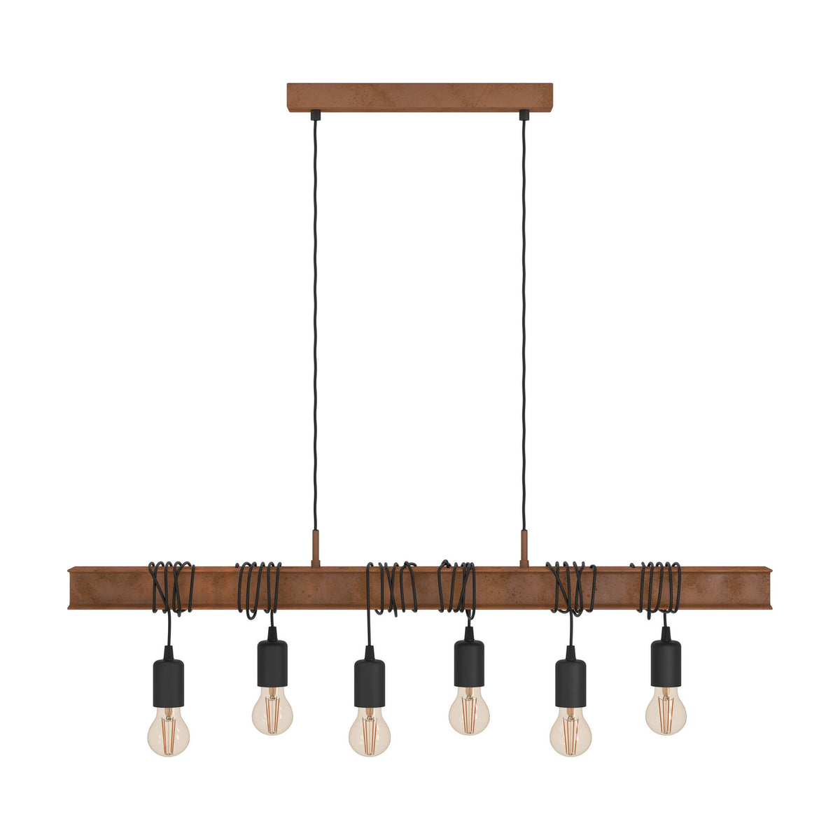 Hosmane 6 Light Linear Pendant Light - Antique Brown & Black