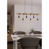 Hosmane 6 Light Linear Pendant Light - Black & Wood