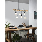 Hosmane 6 Light Linear Pendant Light - Black & Wood