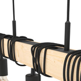 Hosmane 6 Light Linear Pendant Light - Black & Wood