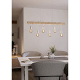 Hosmane Wooden 6 Light Linear Pendant Light - White & Wood