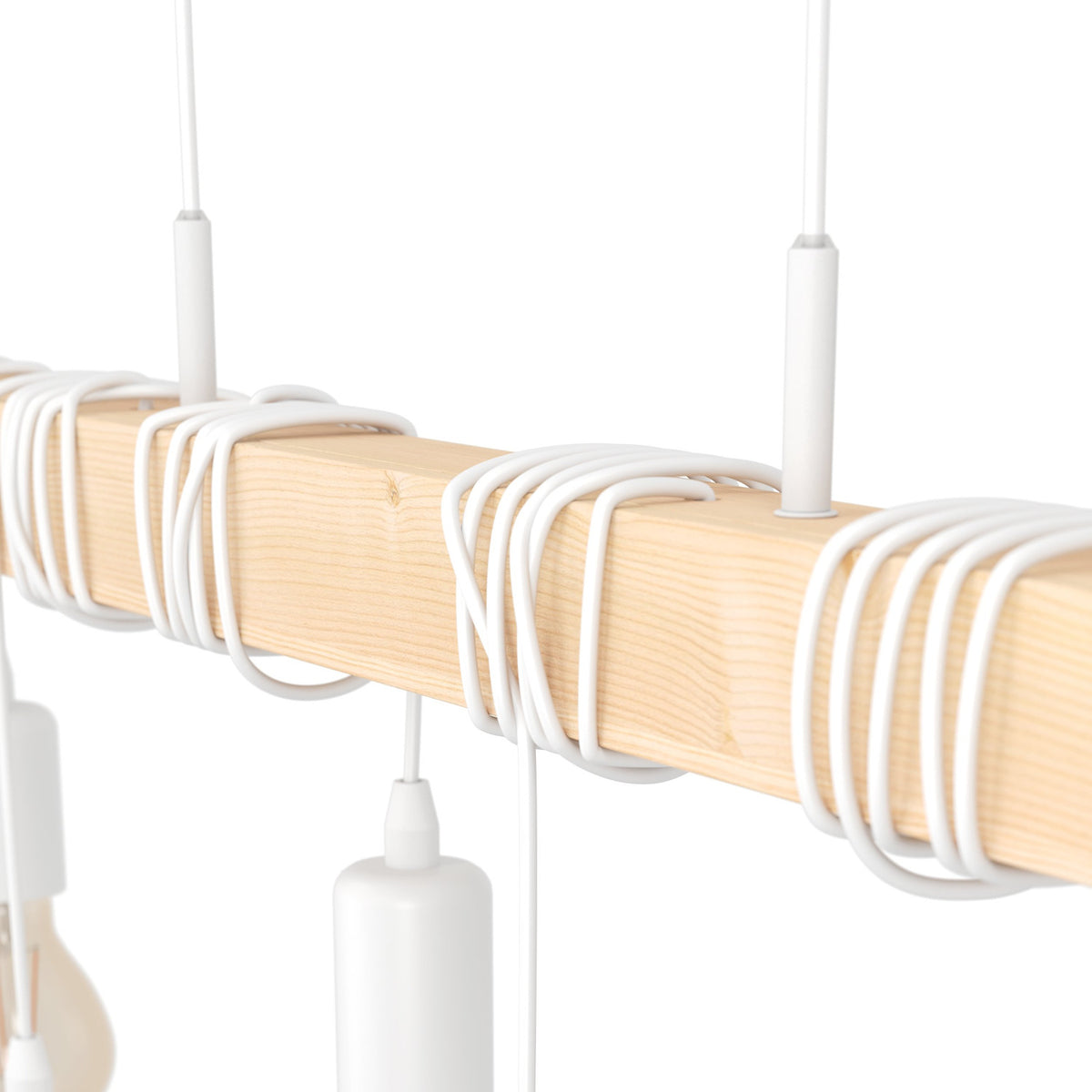Hosmane Wooden 6 Light Linear Pendant Light - White & Wood