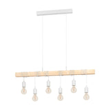 Hosmane Wooden 6 Light Linear Pendant Light - White & Wood