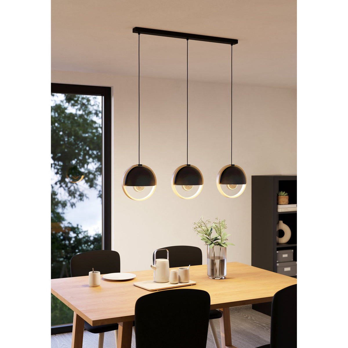 Hosorne Linear Pendant Light - Black & Brown
