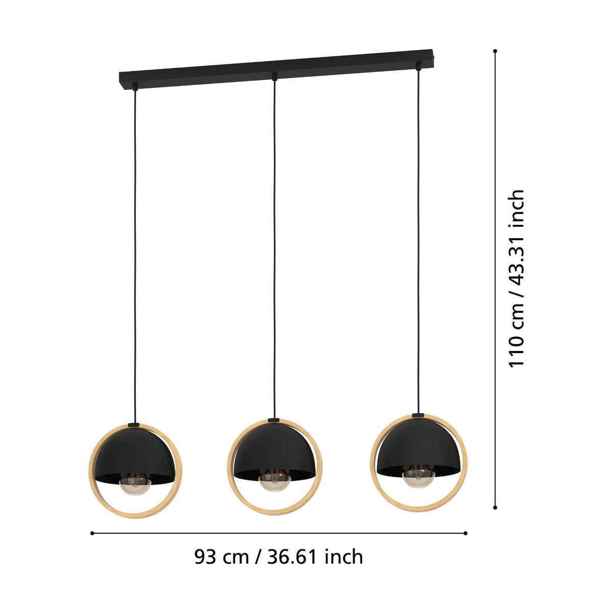 Hosorne Linear Pendant Light - Black & Brown
