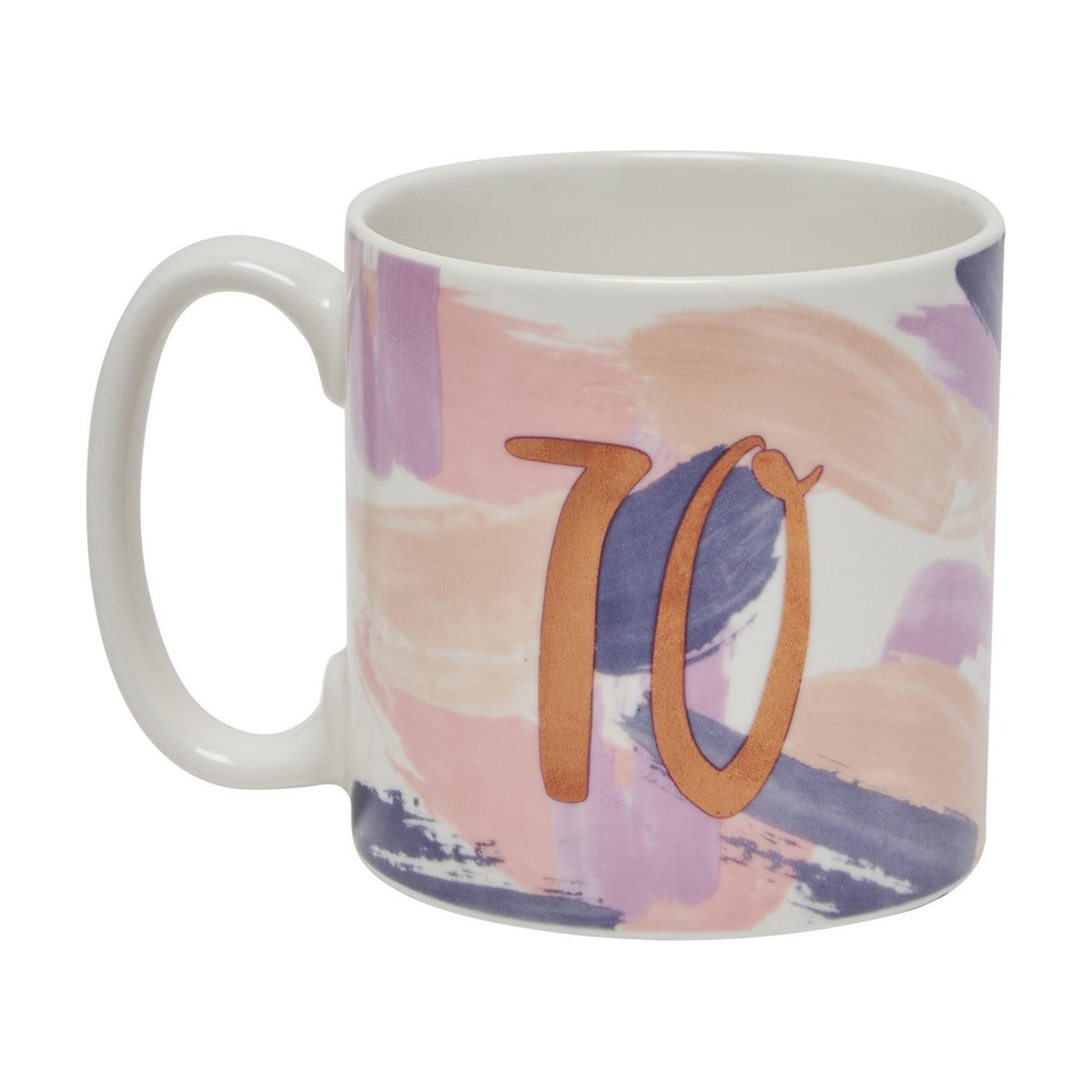 Luxe 70 Birthday Brushstroke Porcelain Mug - Blush & Lilac