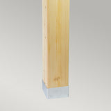 The Halmstad Large Bollard Natural Wood - Silver, featuring a natural wood finish and a sleek silver metal cap at the base, elegantly stands against a plain gray background, perfectly complementing any outdoor space.