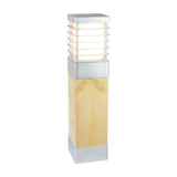 Halmstad Medium Bollard Natural Wood & Galvanised - Galvanised