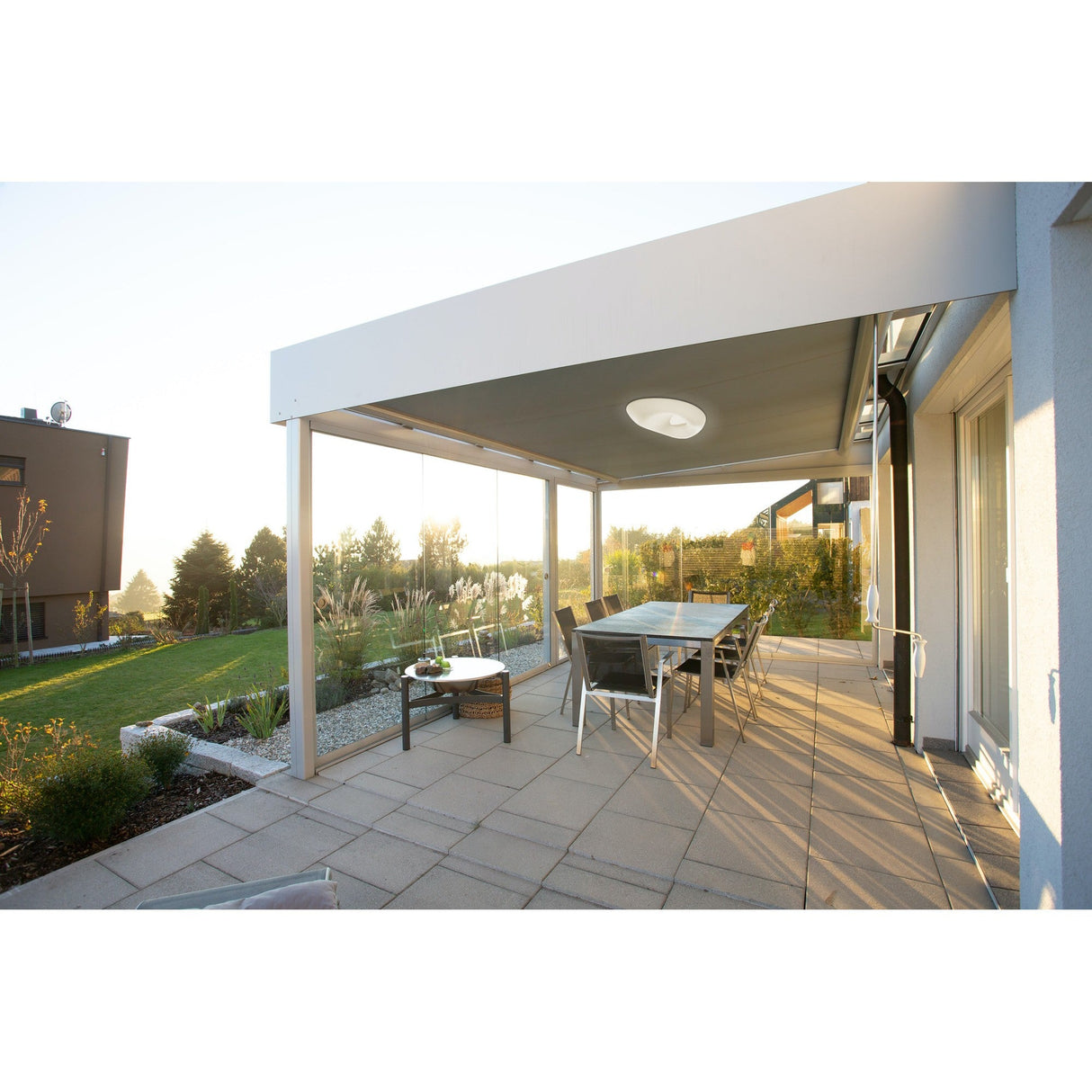 Huevo 6 Light Outdoor Semi-Flush Ceiling Light - Chrome/Opal White