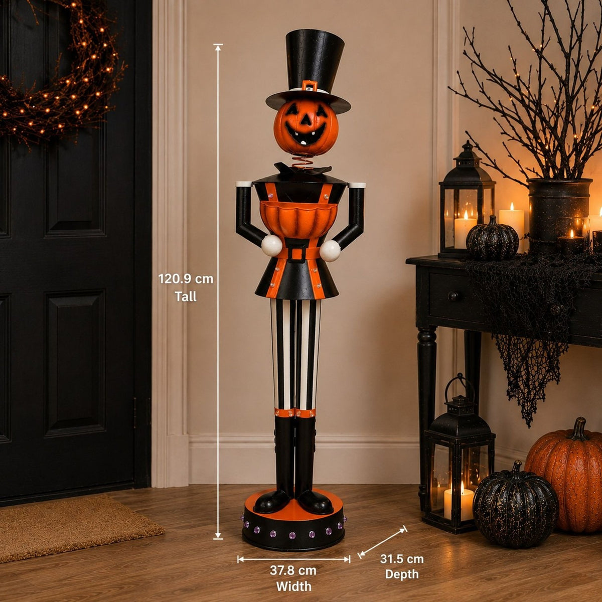 Metal Nutcracker Garden Ornament 120.9 x 37.8cm - Black & Orange