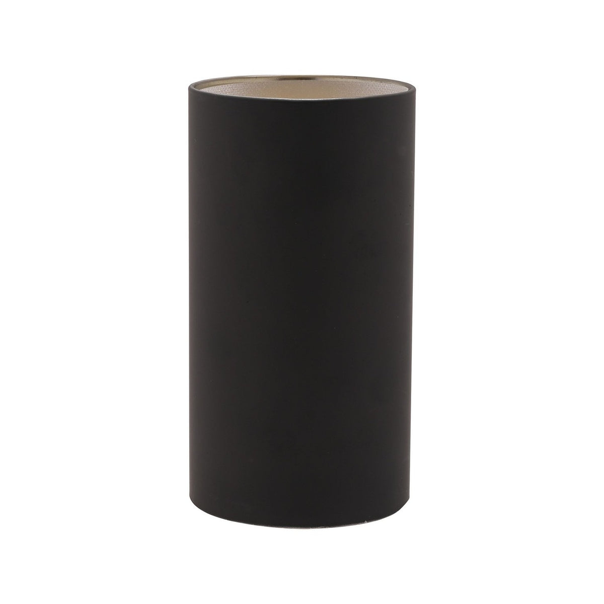 Round matt black LED lantern, 15.2cm, with a gold-tone open top revealing the interior, shown on a plain white background.