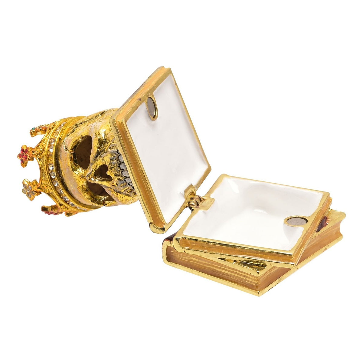 Gothic Skull with Crown Book Stack Jewellery Box - Gold