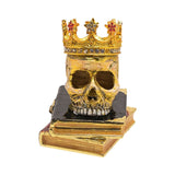 Gothic Skull with Crown Book Stack Jewellery Box - Gold