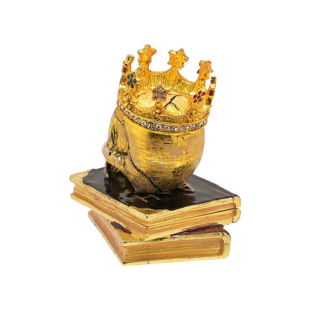 Gothic Skull with Crown Book Stack Jewellery Box - Gold