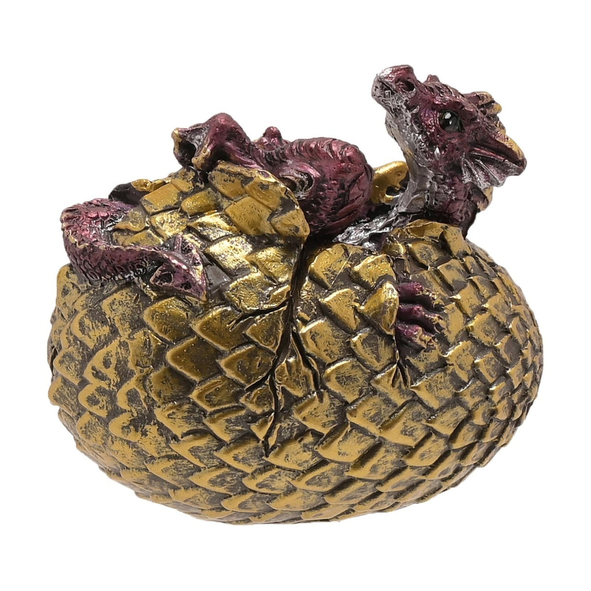 Fang Hatching Golden Dragon Egg Figurine - Gold & Purple