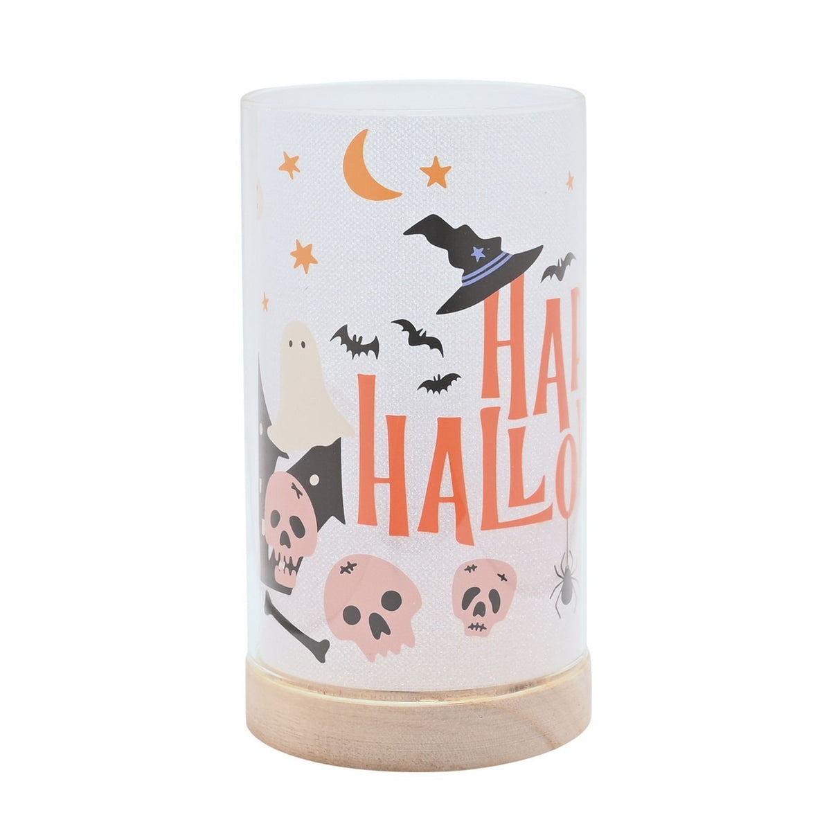 Happy Halloween Tube Light-Up Decoration - Orange & Natural