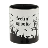 Feelin' Spooky Handled Glazed Stoneware Mug - White & Black