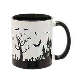 Feelin' Spooky Handled Glazed Stoneware Mug - White & Black