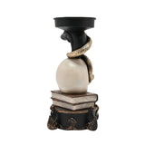 Snake Wrapped Around Skull Resin Candle Holder 25.1cm - Black