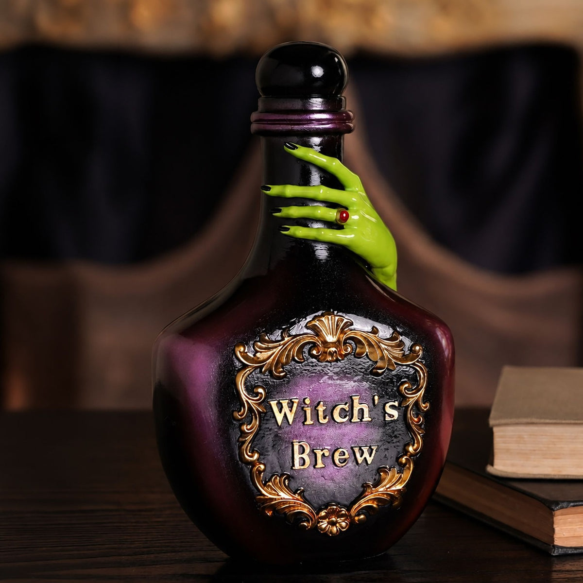 Witch's Brew Poison Bottle Resin Figurine - Black & Purple