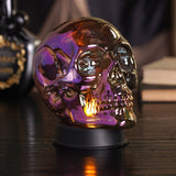 Iridescent Glass Skull Flickering Light-Up Decoration - Purple