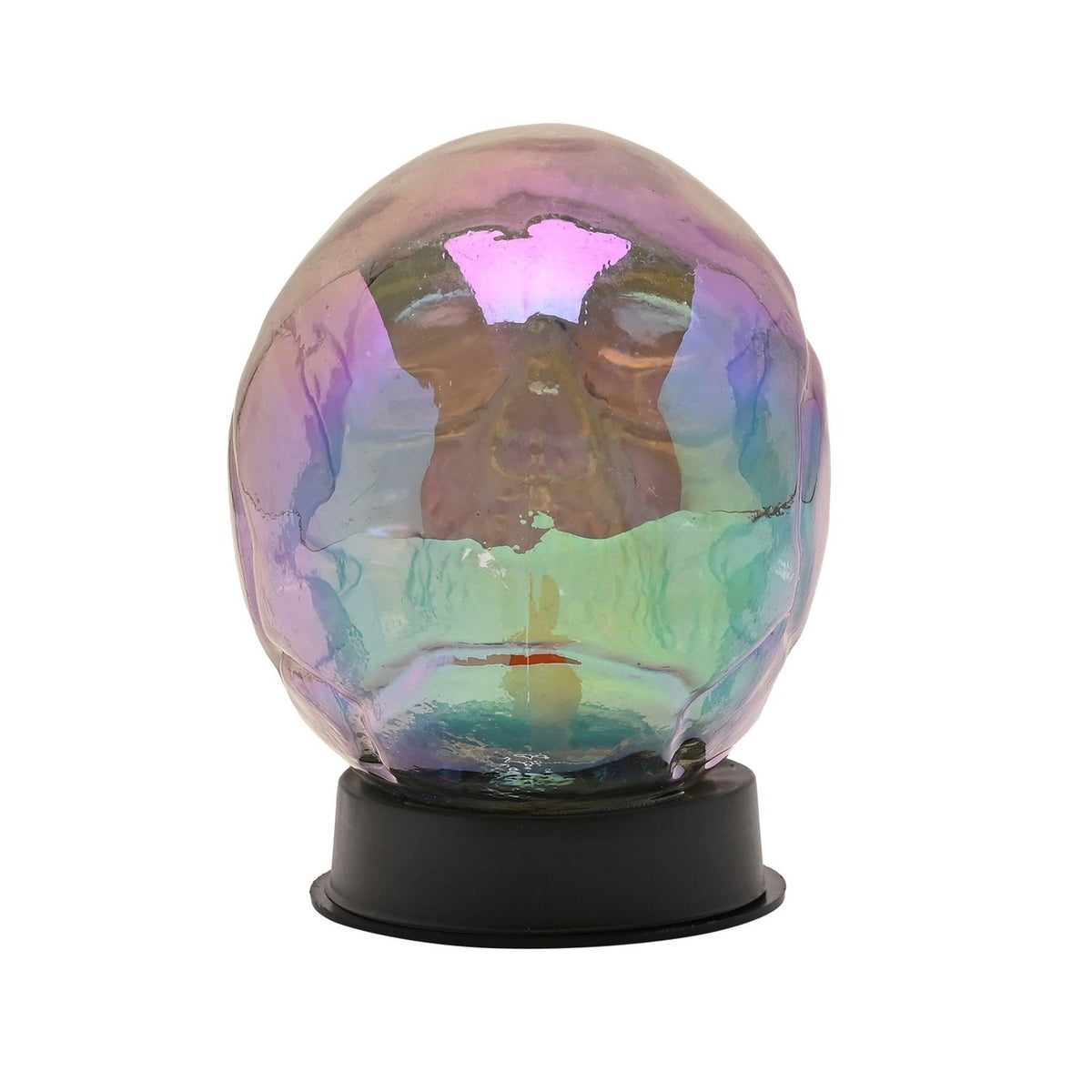 Iridescent Glass Skull Flickering Light-Up Decoration - Purple