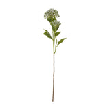 Hill Interiors Blue Budding Hydrangea Spray with clustered pale blue buds, green leaves and a bendable stem, shown against a plain white background.